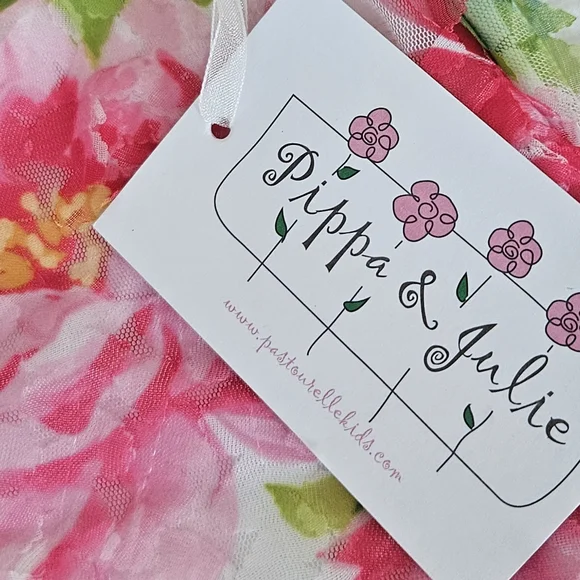 NWT Pippa & Julie Pink and Green Floral Girls Dress 6 Years - Picture 6 of 6